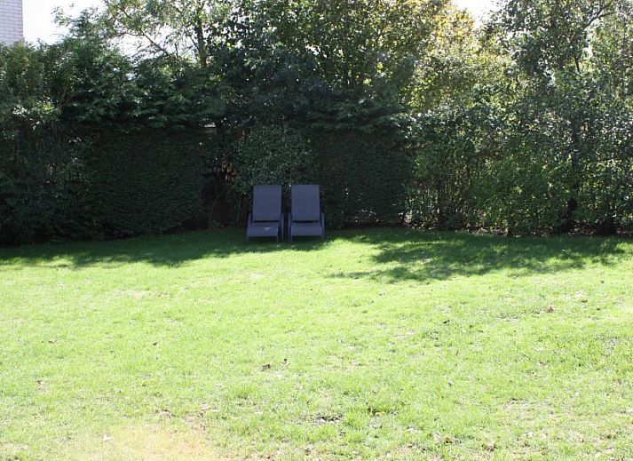 Moderne Kueche im Ferienhaus Roggeslootweg 628, De Cocksdorp, Texel mit Essecke und Blick auf die gruene Umgebung.