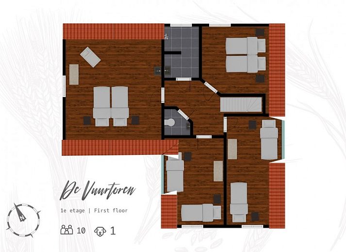 Informative Details in Einzigartige 10 pers. Farm Lodge De Vuurtoren in 'Hoeve Vianen', Ferienhaus in De Cocksdorp, Texel, mit Schluessel und Prospekt.