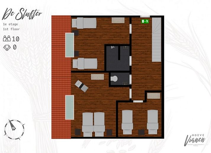 Schlafzimmer Dekoration in Unique 10 pers. Farm Lodge De Slufter in 'Hoeve Vianen', De Cocksdorp, Texel, mit Pflanzen und Kunst.