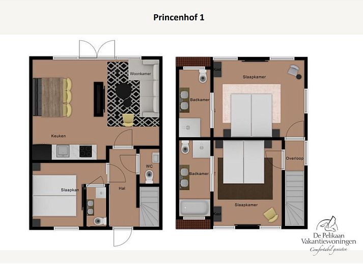 Dining room and kitchen of Princenhof 1 - 6-pers in De Cocksdorp, Texel, with luxury furniture and modern lighting.