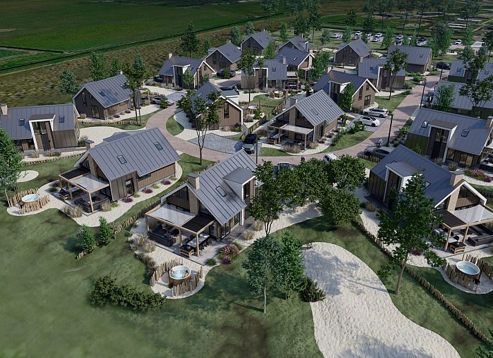 Chalet in De Cocksdorp, Texel with modern look and green surroundings, ideal for relaxation on the Wadden Islands.