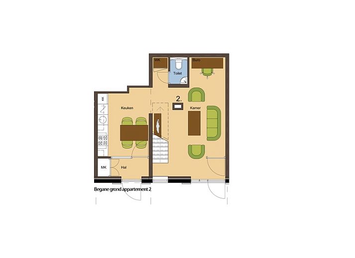 Gezellige woonkamer in Type S-2 vakantiehuis, De Cocksdorp, Texel, met comfortabele zithoek.