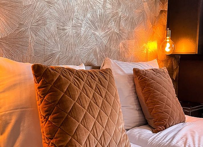 Luchtfoto van Vakantiehuisje in De Cocksdorp, Texel, omgeven door weelderige natuur en groene velden op de Waddeneilanden.