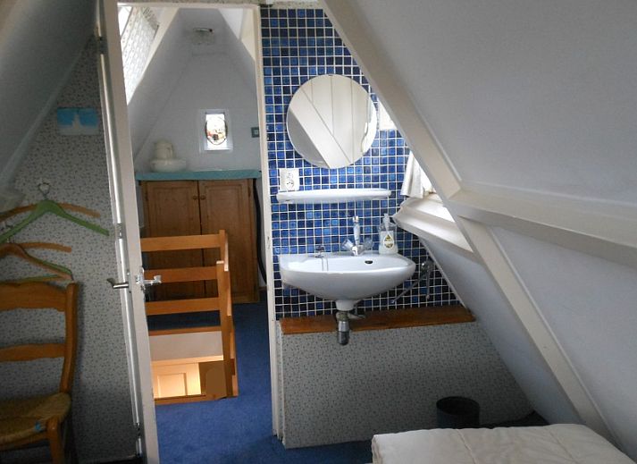 Ruhiger Aussenbereich des Ferienhauses Dunaa in De Koog, Texel, mit Holzschuppen und bluehenden Pflanzen.