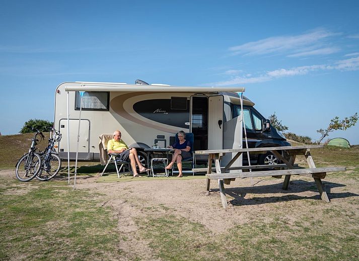 Sluftervallei Comfort campingplaats C5, stacaravan in De Cocksdorp Texel, met ruime veranda en prachtig uitzicht op de Waddeneilanden.