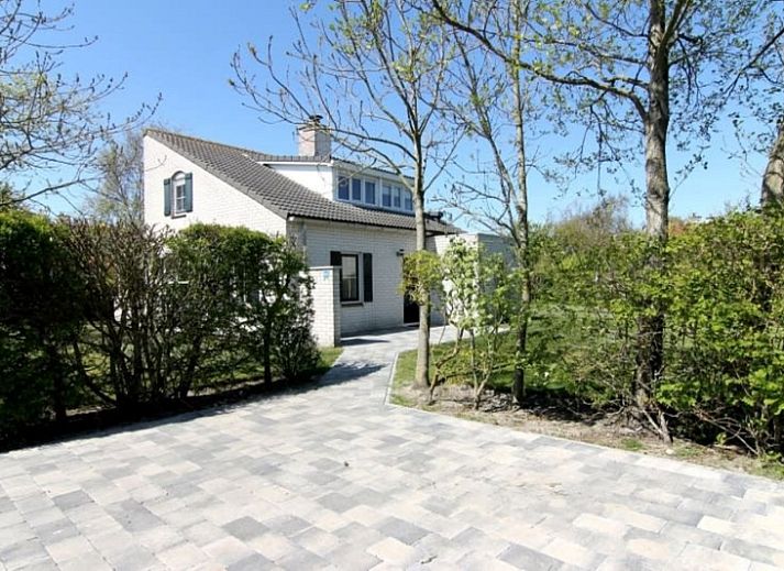 Vakantiehuis F 604 in De Cocksdorp, Texel, biedt een serene buitenomgeving met een betegeld pad en groene natuur rondom.