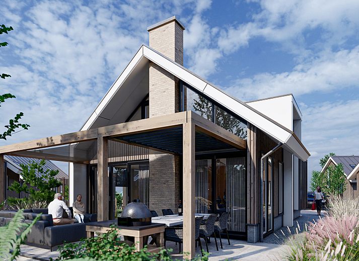 Detached house in De Cocksdorp on Texel, a luxury vacation home with a veranda and jacuzzi, surrounded by nature on the Wadden Islands.