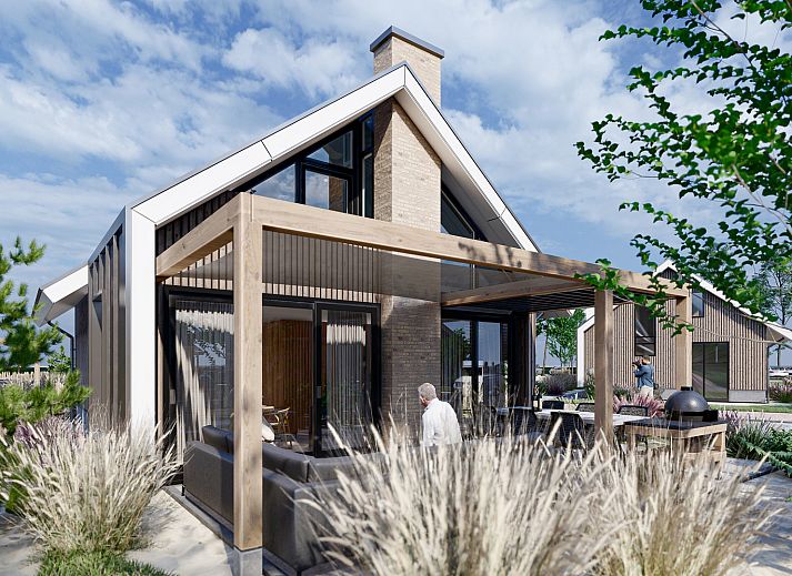 Detached house in De Cocksdorp on Texel with modern veranda, surrounded by nature on the Wadden Islands, ideal vacation home.