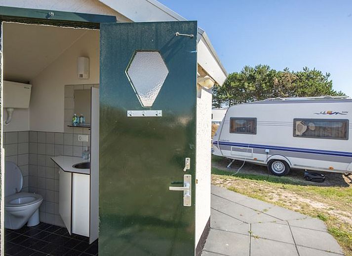 Sluftervallei Luxe campingplaats C4, stacaravan in De Cocksdorp, Texel met panoramisch uitzicht op de natuur.