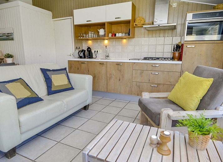 Ferienhaus Achter de Brem in De Koog, Texel mit sonniger Terrasse und gruener Umgebung.