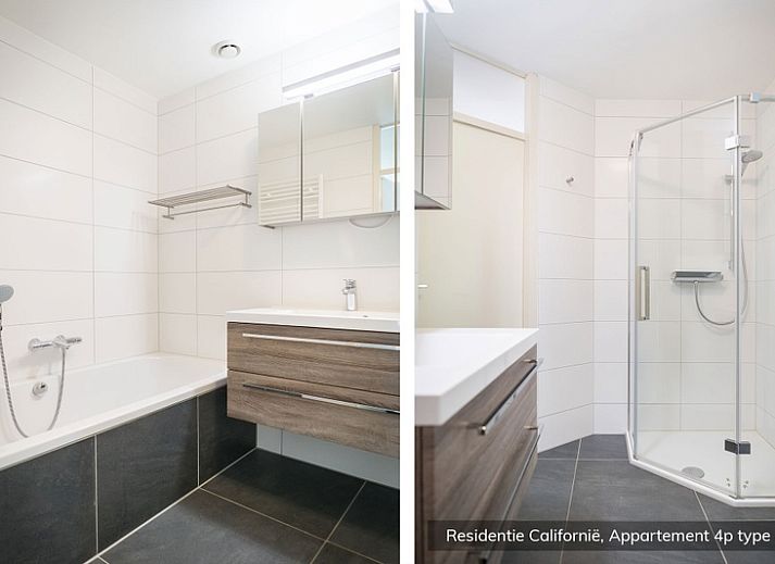 Slaapkamer in Type 4 vakantiehuis, De Koog Texel, met twee eenpersoonsbedden en een schilderij aan de muur.