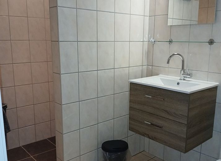 Vorderansicht des Ferienhauses Hortensia in De Waal, Texel, mit bunten Hortensien.