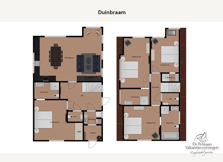 Gezellige eetkamer van Duinbraam vakantiehuis in Den Burg Texel.