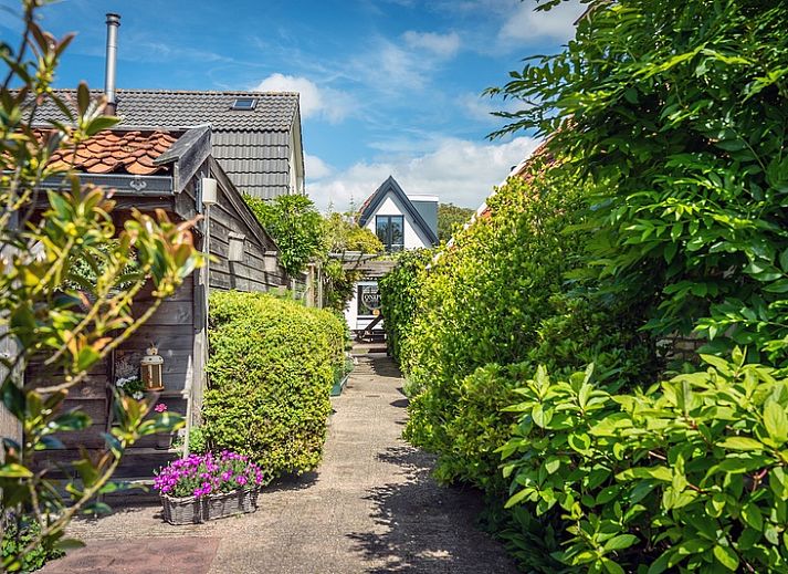 Gezellige woonkamer van Appartement De Kwikstaart, Den Burg, Texel, met comfortabele zitruimte en warme houten accenten.