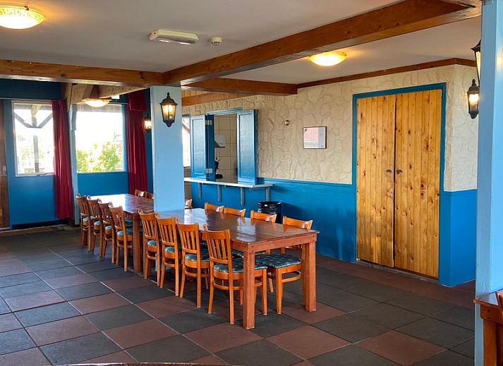 Sonniger Aussenbereich von De Stolp II rechts, Ferienhaus in Den Hoorn, Texel mit gruenem Garten.