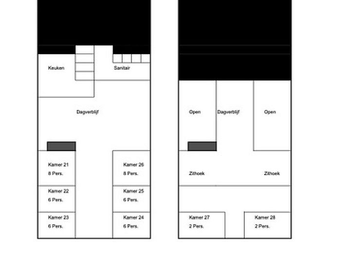 Sonniger Aussenbereich von De Stolp II rechts, Ferienhaus in Den Hoorn, Texel mit gruenem Garten.