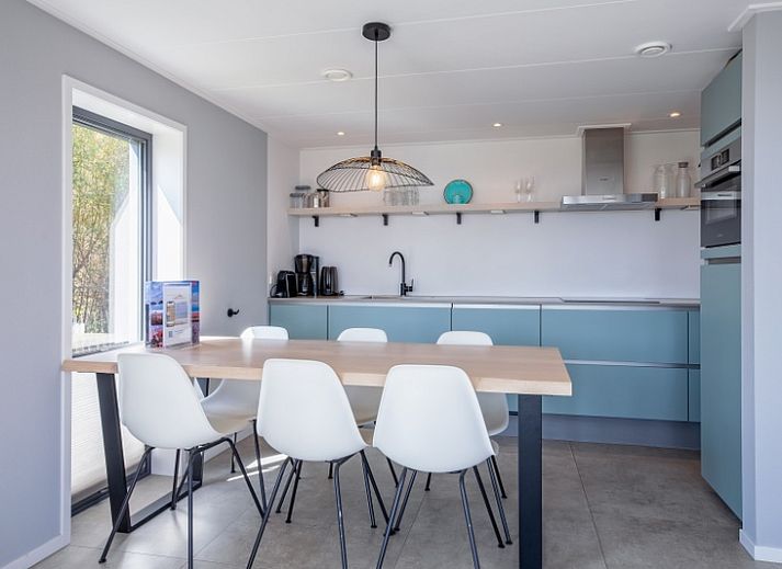 Uitzicht op TexelZon vakantiehuis in Den Hoorn met zonnig terras en tuin.