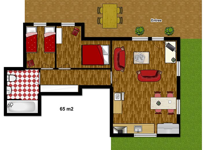 Cozy annex of Appartement Rood in Den Hoorn, Texel, ideal for a quiet vacation on the Wadden Islands.