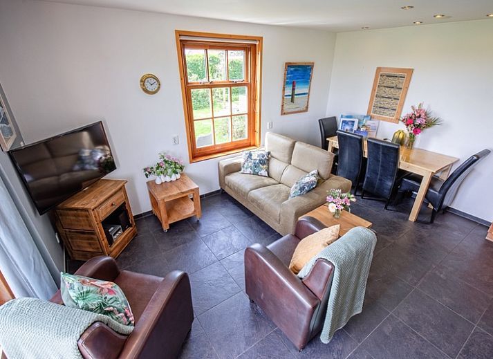 Vakantiehuis 't Raadsel in Oosterend Texel met groene weide en schapen in de omgeving.