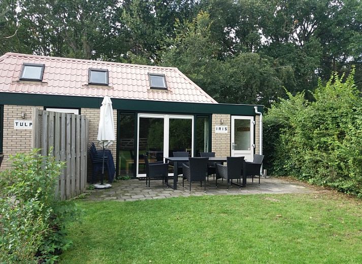 Esszimmer in 't Bollenveld - Iris, Texel: grosser Tisch fuer gemuetliche Mahlzeiten im Ferienhaus De Dennen, Watteninseln.