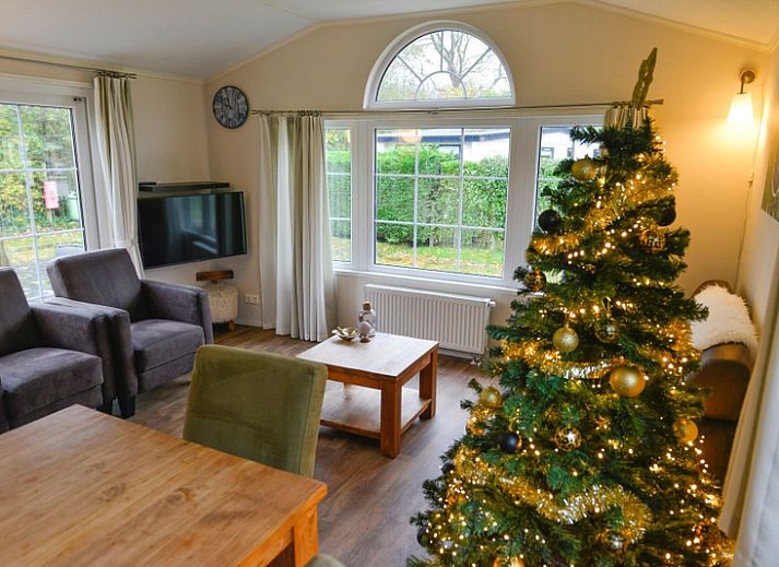 Gemuetliches Wohnzimmer im Ferienpark De Koorn-aar Typ F, De Dennen, Texel mit komfortabler Einrichtung und viel Licht.