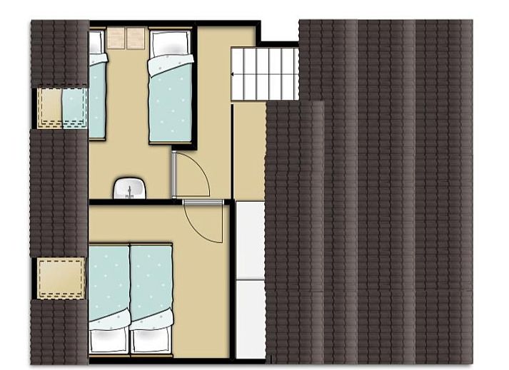 Gemuetliches Wohnzimmer mit offener Kueche im Ferienhaus Gortersmient 282, De Dennen, Texel fuer einen komfortablen Aufenthalt.