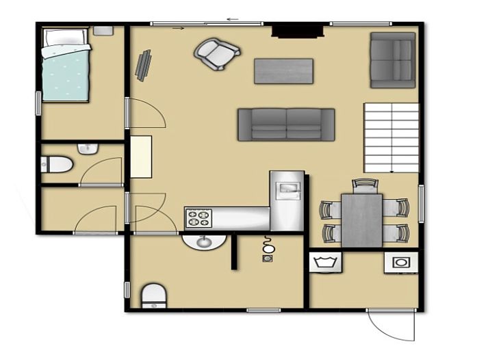 Gezellige binnenruimte met eethoek in Vakantiehuis Gortersmient 210, De Dennen, Texel.