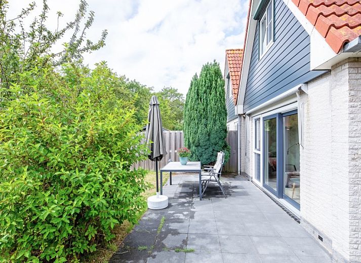 Gezellige woonkamer van Wulpenweid 14 Zeehond in De Dennen Texel met uitzicht op de tuin.