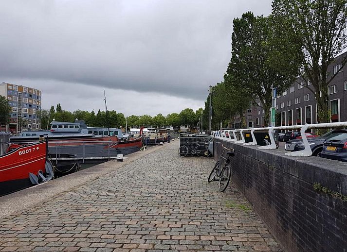Stylish bedroom in Boathotel Rotterdam Seven, Rotterdam, South Holland.