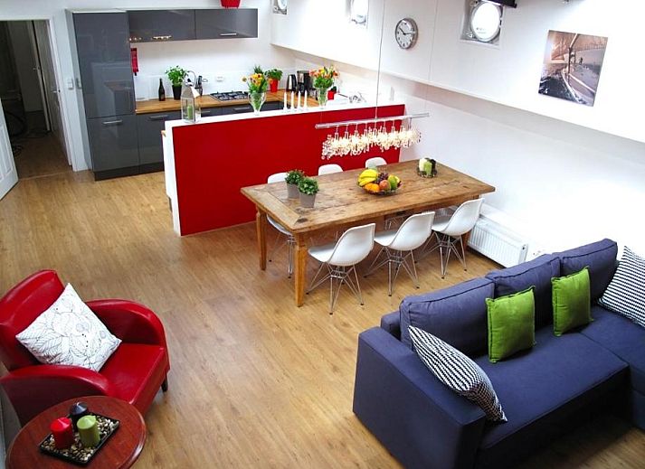 Stylish bedroom in Boathotel Rotterdam Seven, Rotterdam, South Holland.