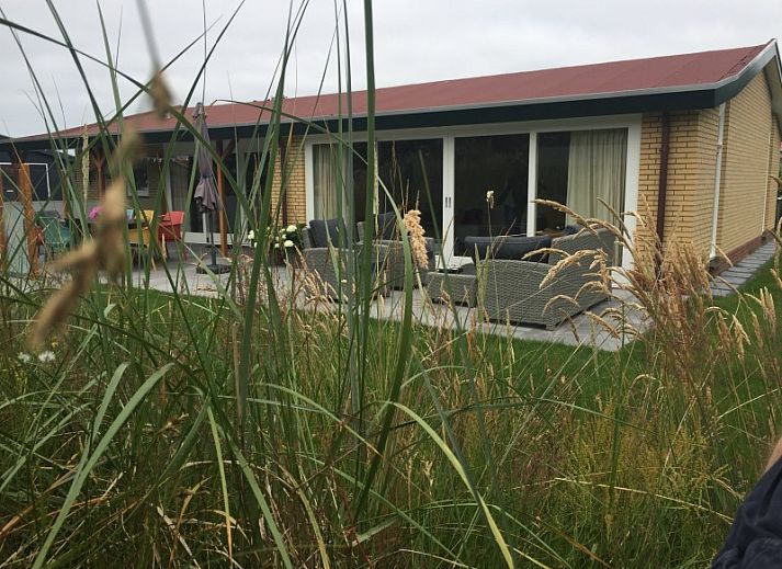 Vakantiehuis Estrella in Ballum, Ameland met charmante voorgevel en groene omgeving op de Waddeneilanden.