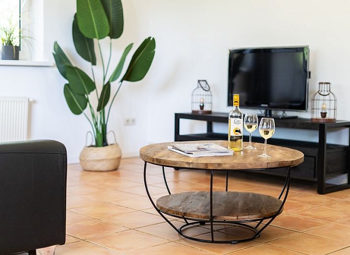 Arcoz Ferienhaus in Ballum, Ameland mit sonnigem Garten und bluehenden Hortensien.