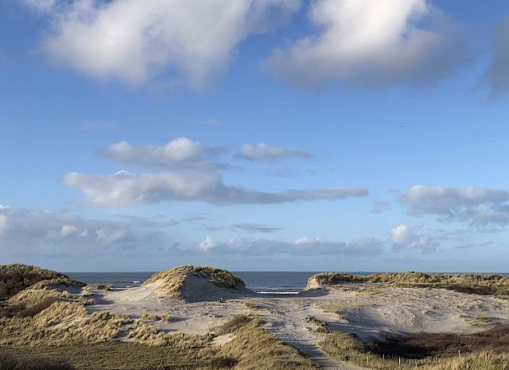 Stilvolle Essecke mit Holztisch im Ferienhaus Naar Zee, Buren, Ameland, ideal fuer gemuetliche Mahlzeiten.
