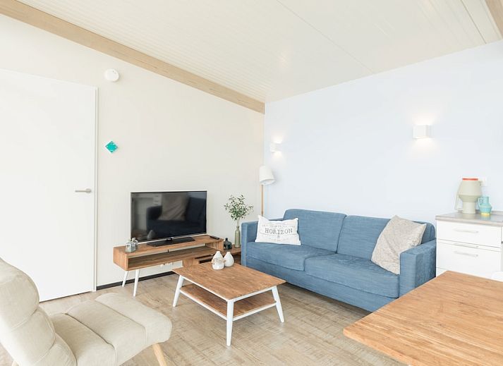 Gezellige woonkamer in Wadden Special vakantiehuis in Hollum, Ameland met moderne inrichting en comfortabele zithoek.
