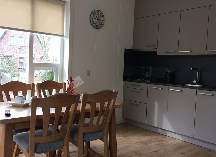 Oerd Ferienhaus in Hollum, Ameland mit sonniger Terrasse und gruener Umgebung.