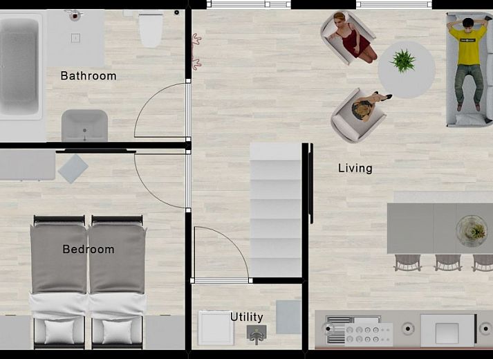 Gezellige zithoek in vakantiehuis Onder de Pannen! op Ameland, Waddeneilanden.