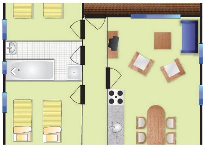 Cozy living room in DUINBUNGALOW 4, Hollum, Ameland, comfortable vacation home on the Wadden Islands.