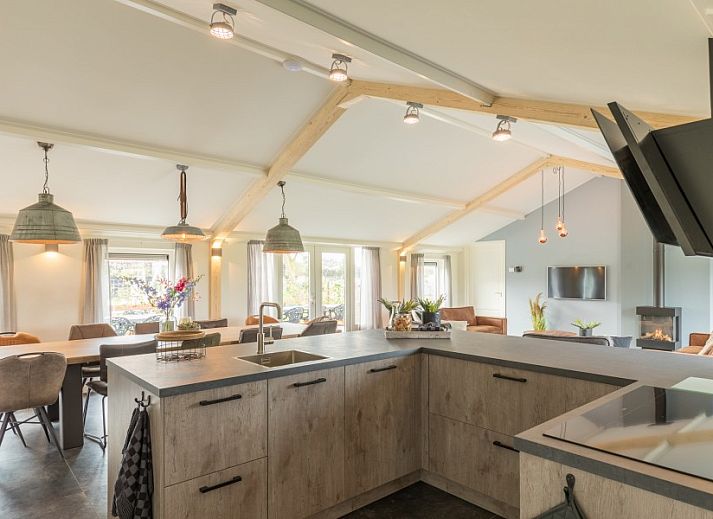 Stilvoller Eingang zum Ferienhaus Wagenschuur in Hollum, Ameland, mit Glastueren und rustikalem Look.