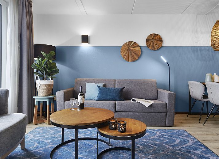 Cozy living room in Ameland State apartment in Nes, Ameland, overlooking the Wadden Islands.