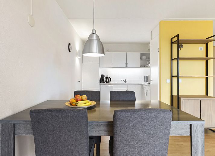 Gezellige woonkamer in Ameland State appartement in Nes, Ameland, met uitzicht op de natuur.