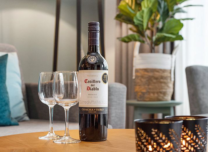 Cozy living room of Ameland State 4-person apartment in Nes, Ameland overlooking nature.