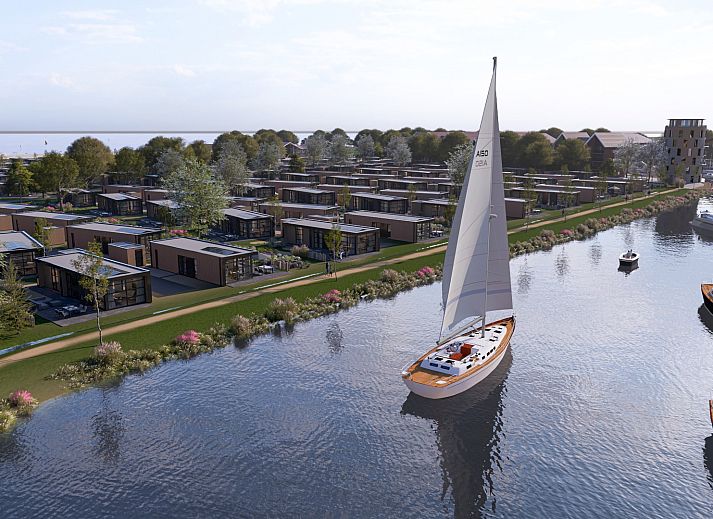 Vrijstaande woning in Workum met moderne architectuur, gelegen in de Friese meren nabij het IJsselmeer.