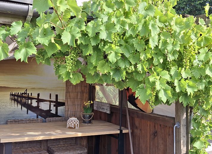 Gemuetliche Veranda des Ferienhauses FR452 in Lemmer, ideal zum Entspannen am IJsselmeer.
