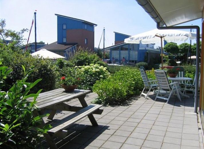 Sailing boat on the Heeg Lake at Recreation Company 'on the water' in Heeg, Frisian lakes.