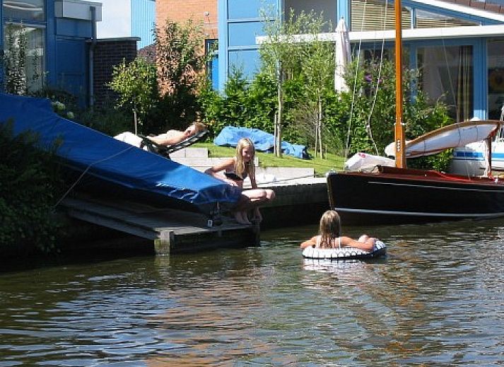Sailing boat on the Heeg Lake at Recreation Company 'on the water' in Heeg, Frisian lakes.