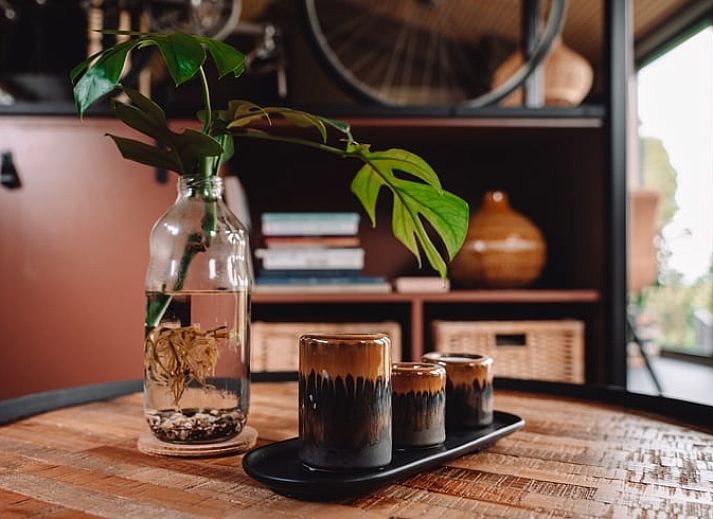 Gemuetliches Schlafzimmer im Ferienhaus in Koudum mit gemuetlichen Details und stimmungsvoller Beleuchtung.