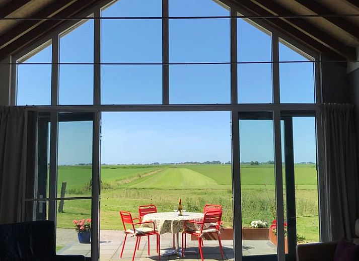 Huisje in Elahuizen, vakantiehuis in Friese meren met grazende schapen op de voorgrond.