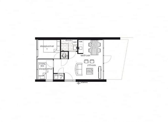 Gemuetliches Wohnzimmer im Ferienhaus in Gaastmeer, Friesische Seen, mit bequemer Sitzecke und moderner Einrichtung fuer einen entspannten Aufenthalt.