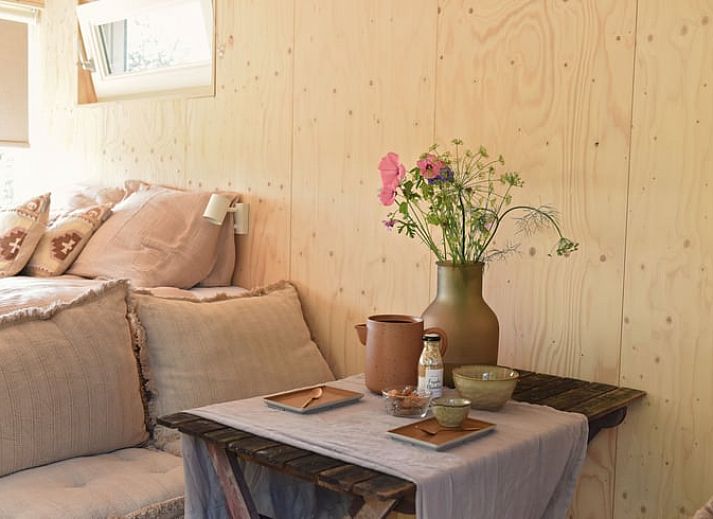 Huisje in Echtenerbrug, vakantiehuis met houten veranda in de Friese meren, Tjeukemeer.