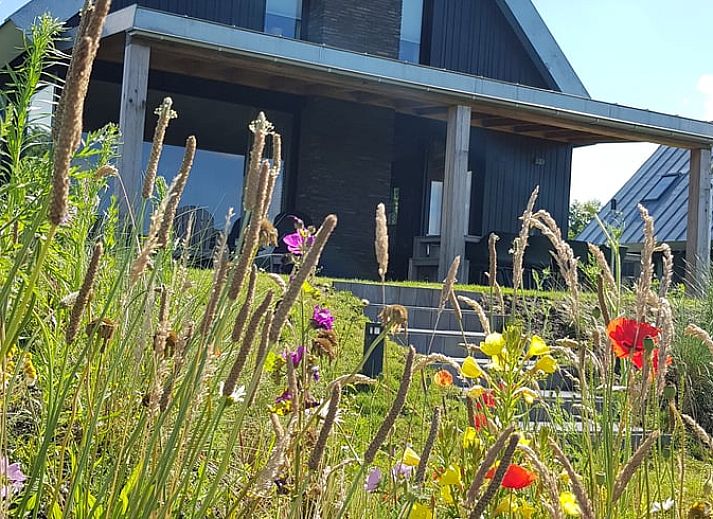 Ruime veranda van Huisje in Sint Nicolaasga met comfortabele zitruimte, ideaal voor ontspanning.